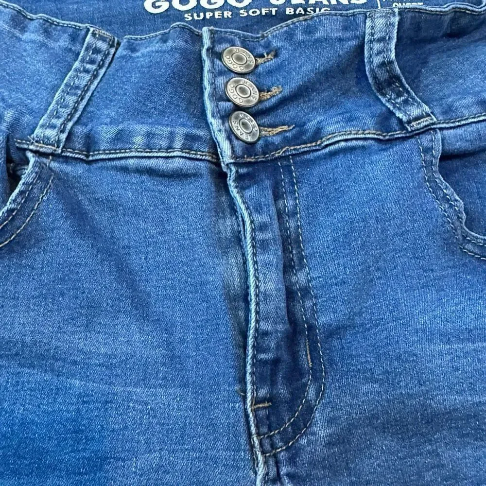 Gogo Jeans High Waisted Denim Blue Jean Shorts | Junior Size 13